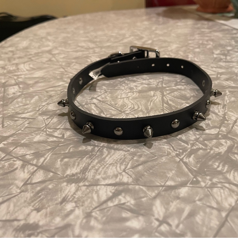 Bond & Co leather dog collar with spikes L NWOT